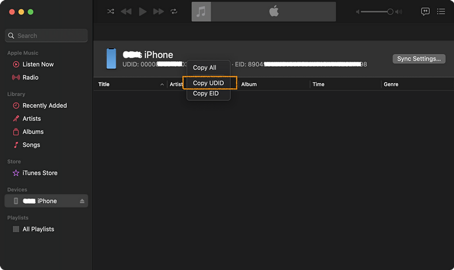 Finding the UDID using Music App