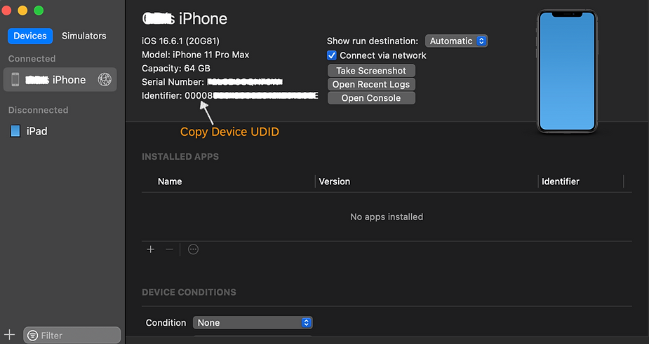 Finding the UDID using XCode